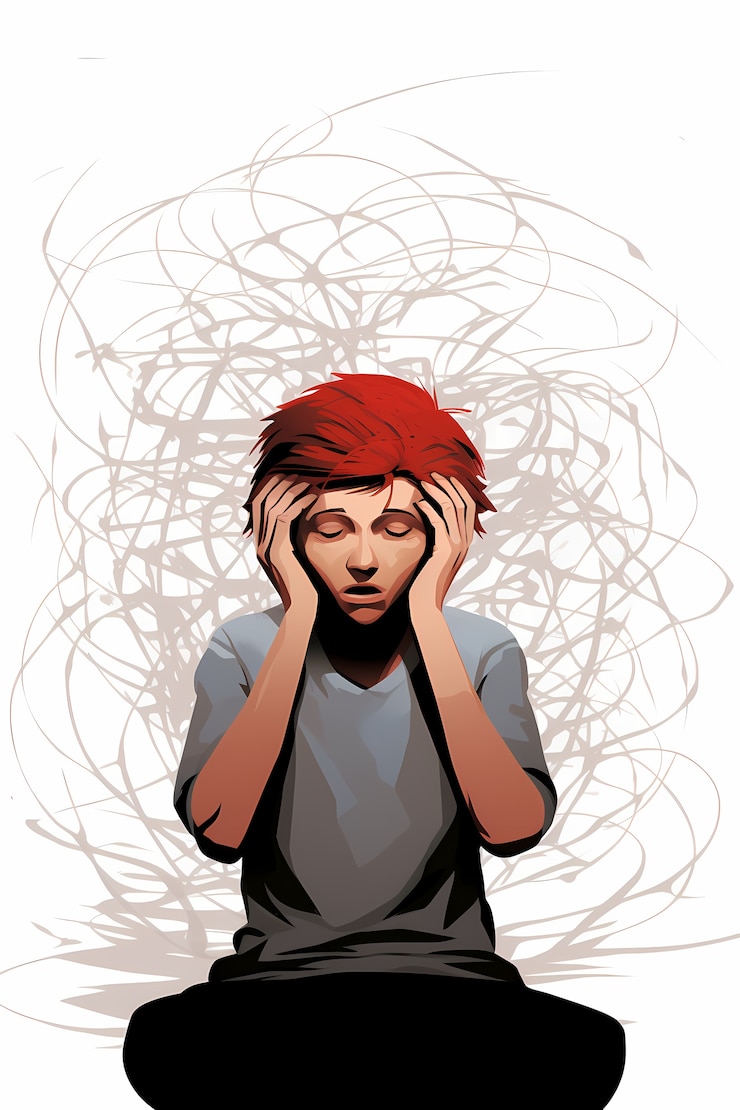 Foto gratuito pintura de persona que sufre de ansiedad.