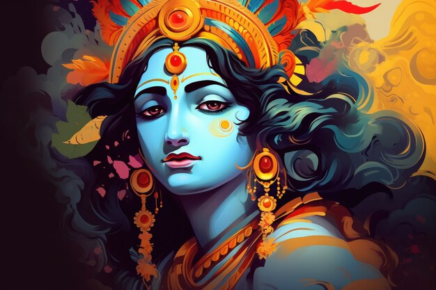 Foto gratuita pintura que representa a krishna