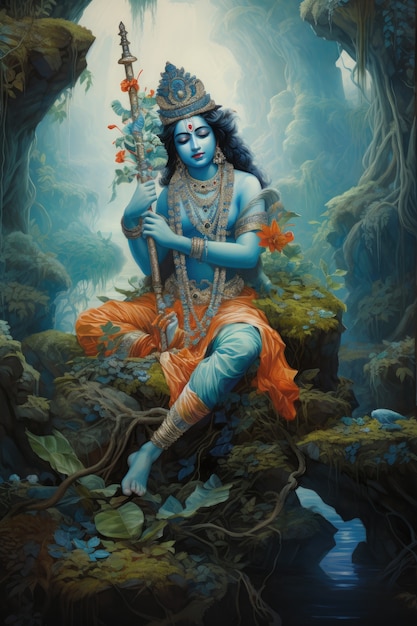 Foto gratuita pintura que representa a krishna