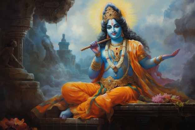 Foto gratuita pintura que representa a krishna