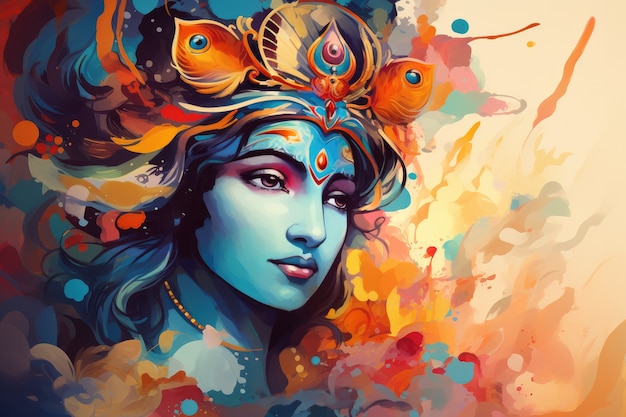 Foto gratuita pintura que representa a krishna