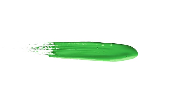 Pintura de trazo de pincel de croma verde sobre fondo aislado, textura de acuarela de lienzo