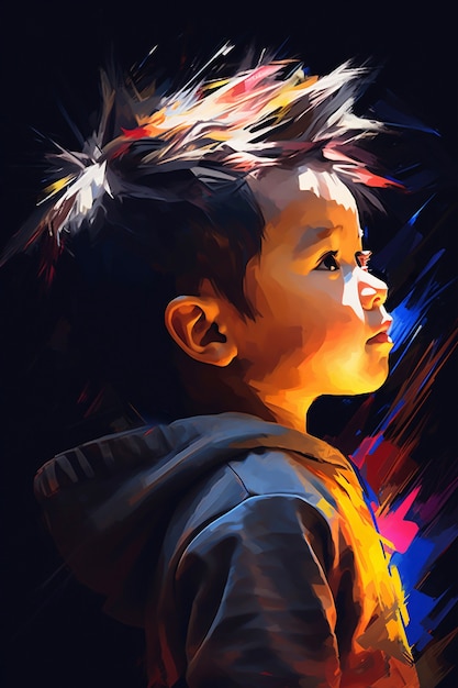 Foto gratuita pinturas del retrato de un niño lindo