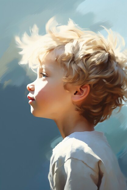 Pinturas del retrato de un niño lindo