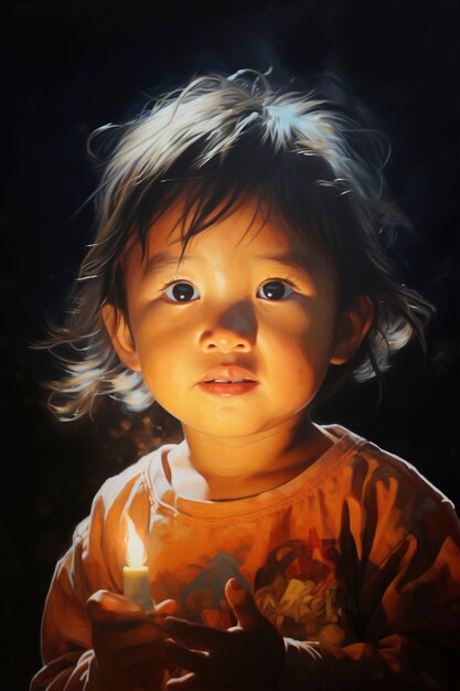 Pinturas del retrato de un niño lindo