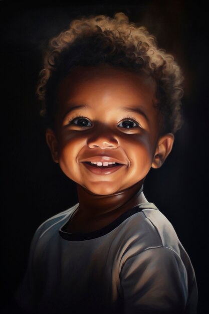 Pinturas del retrato de un niño lindo