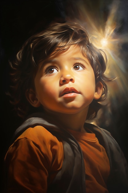 Foto gratuita pinturas del retrato de un niño lindo