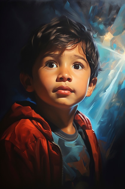 Pinturas del retrato de un niño lindo