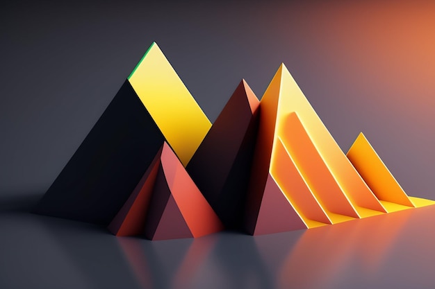 Foto gratuita una pirámide con un triángulo amarillo en la parte superior.