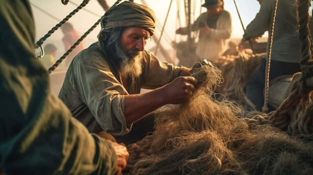 Piratas preparando barco