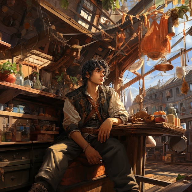 Foto gratuita pirate character portrayed in digital art style