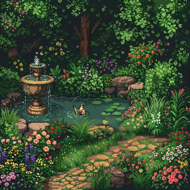 Foto gratuita pixel art style floral garden illustration