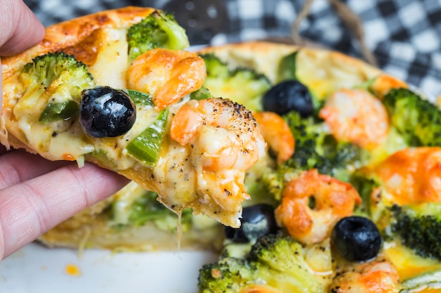 Pizza de mariscos, pizza de camarones