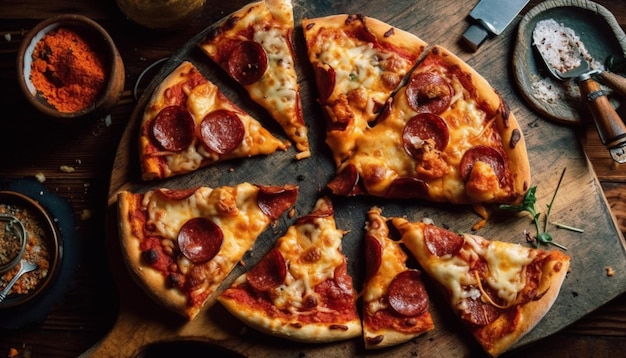 Foto gratuita una pizza con pepperoni encima