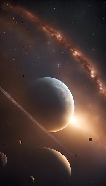 Foto gratuita planetas, estrellas y galaxias en el espacio exterior que muestran la belleza de la exploración espacial