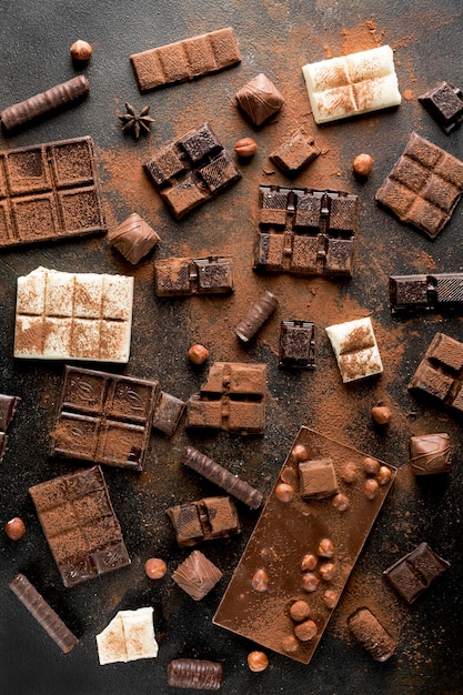 Plano de arreglo de surtido de chocolate