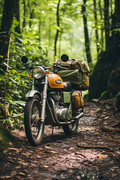 Plano completo de un adulto montando una motocicleta genial.