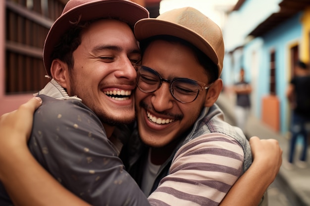 Foto gratuita plano medio jóvenes abrazándose