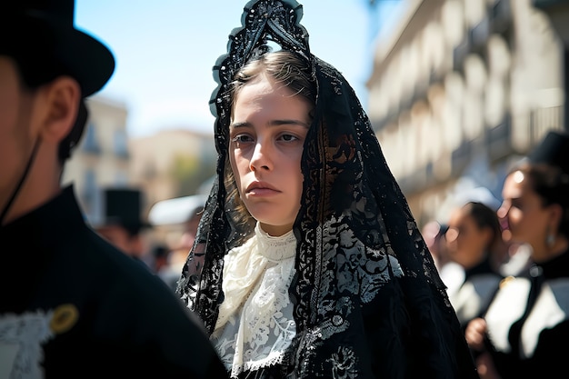 Foto gratuita plano medio mujer celebrando semana santa