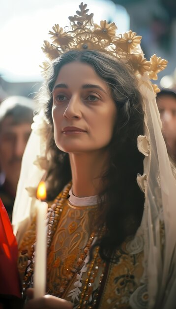 Plano medio mujer celebrando semana santa