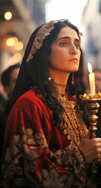 Plano medio mujer celebrando semana santa