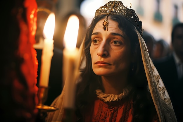 Plano medio mujer celebrando semana santa