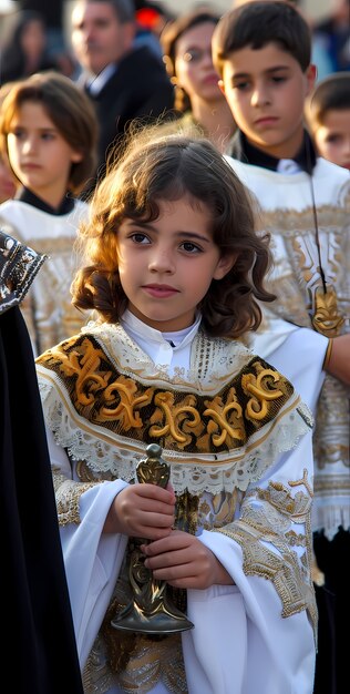 Plano medio niños celebrando semana santa