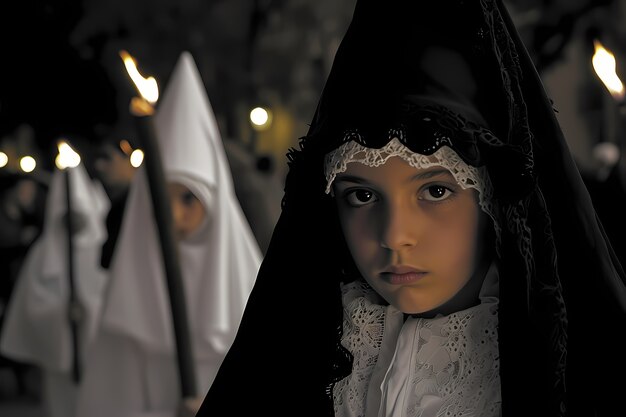 Plano medio niños celebrando semana santa