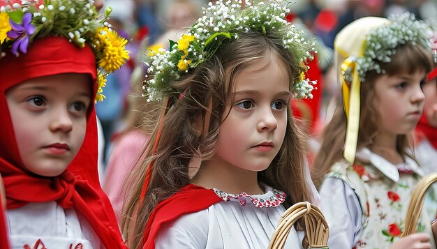 Plano medio niños celebrando semana santa