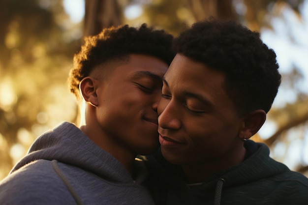 Foto gratuita plano medio pareja gay romántica