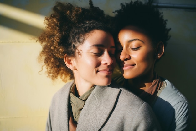 Foto gratuita plano medio pareja romántica de lesbianas