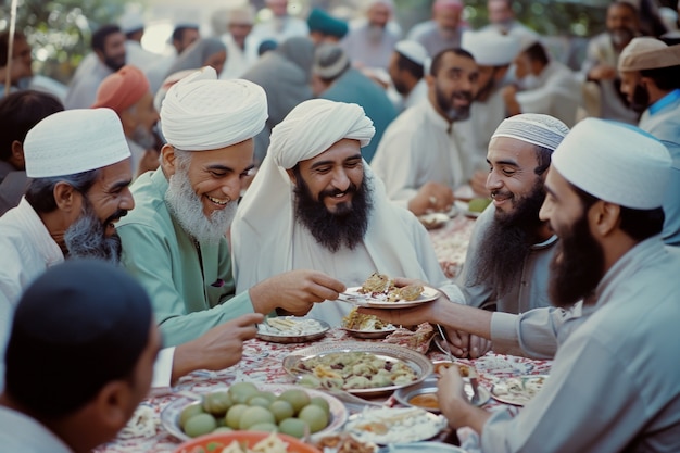 Plano medio personas celebrando eid al-fitr