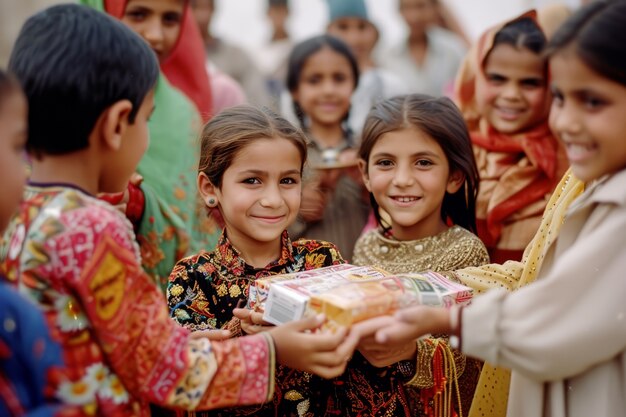 Plano medio personas celebrando eid al-fitr