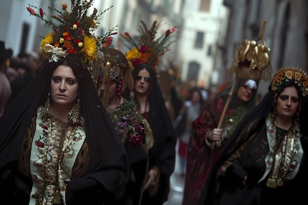 Plano medio personas celebrando la semana santa.