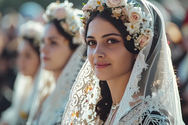 Plano medio personas celebrando la semana santa.