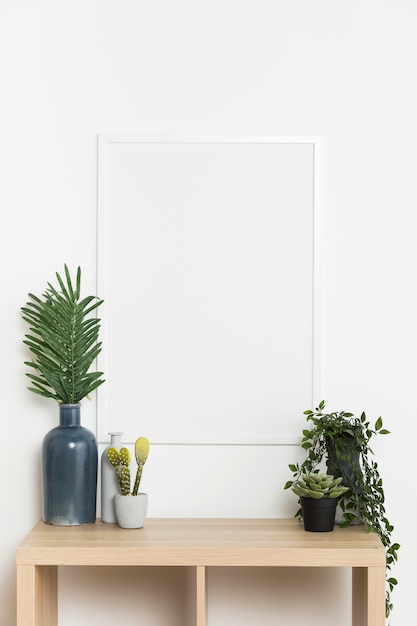 Foto gratuita planta decorativa con marco vacío