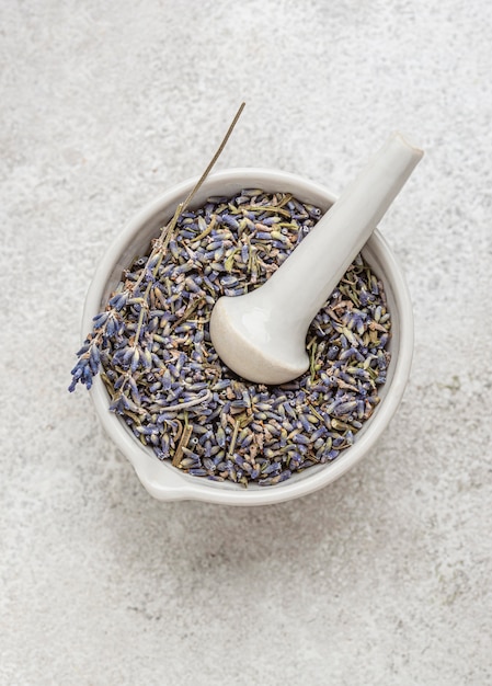 Foto gratuita planta de lavanda en un arreglo de cuenco