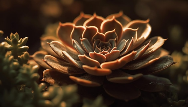 Planta suculenta fractal en primer plano macro belleza generada por IA
