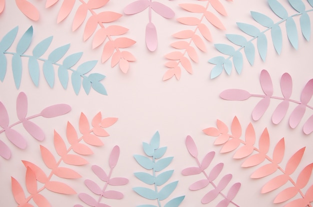 Foto gratuita plantas tropicales al estilo de papel cortado multicolor