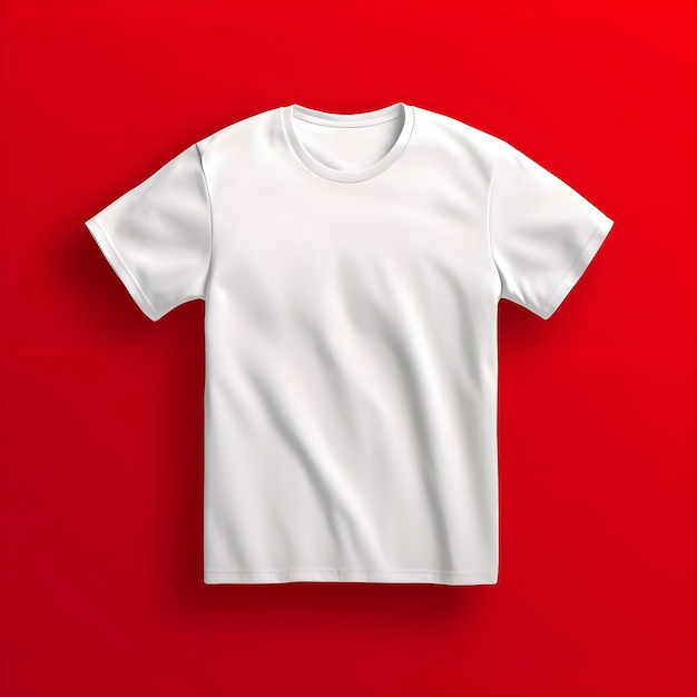 Foto gratuita plantilla de camiseta blanca en blanco sobre fondo rojo