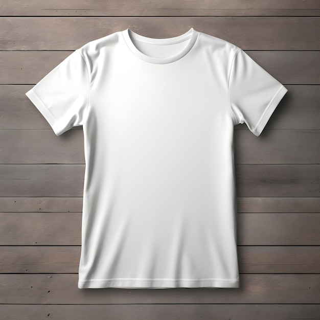 plantilla de camiseta blanca sobre fondo de madera