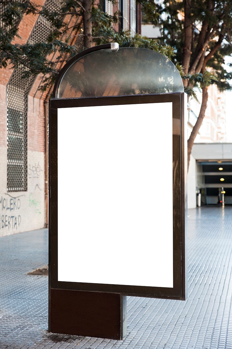Foto gratuito plantilla de cartelera blanca