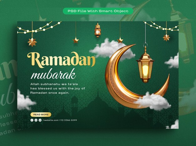 Foto gratuita plantilla de diseño de bandera dorada árabe de ramadán mubarak