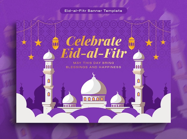 Foto gratuita plantilla de diseño de pancartas para la celebración del eid al fitr