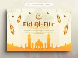 Foto gratuita plantilla de diseño de pancartas para la celebración del eid al fitr