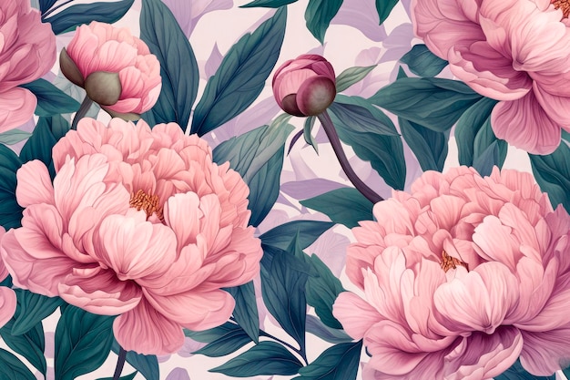 Foto gratuita plantilla de fondo de arte floral abstracto acuarela botánica vector ilustraciones florales de yemas hojas marco de tonos pastel peonía de patrones sin fisuras para invitación de boda tarjeta de felicitación o afiche