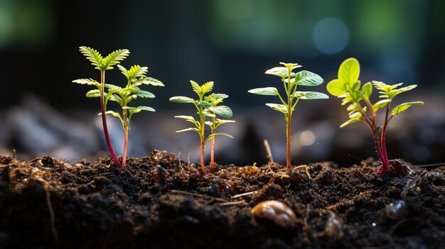 Plántula verde que ilustra el concepto de nueva vida y que comienza a cobrar vida