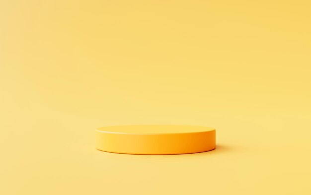 Plataforma de exhibición de producto de pedestal de podio mínimo de cilindro amarillo para ilustración de fondo de colocación de producto 3d