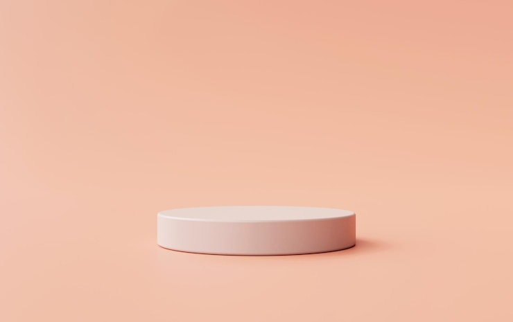 Foto gratuito plataforma de exhibición de producto de pedestal de podio mínimo de cilindro beige para ilustración de fondo de colocación de producto 3d