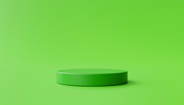 Plataforma de exhibición de producto de pedestal de podio mínimo de cilindro verde para ilustración de fondo de colocación de producto 3d